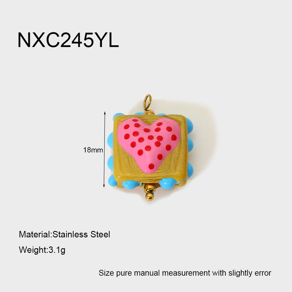 2g Weight PVD Coated Gold Plating Process Pendant Jewelry Making Type 22*20MM Jewelry Making Size 1 Piece Quantity 304 Stainless Steel, Glass Material Color Block, Heart Shape, Fish Pattern Cute, Sweet Style Irregular Craft 1 Piece 22*20MM 304 Stainless Steel Glass Color Block Heart Shape Fish Polished Pendant DIY Ornament Accessories 4