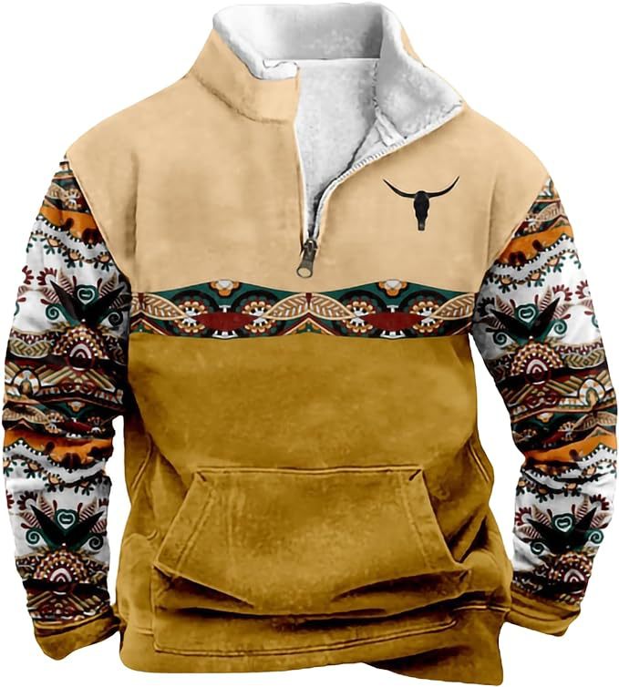 Men's Spring/Summer 3D Digital-Printed Half-Zip Hoodie With High Neck_viptrois.com
