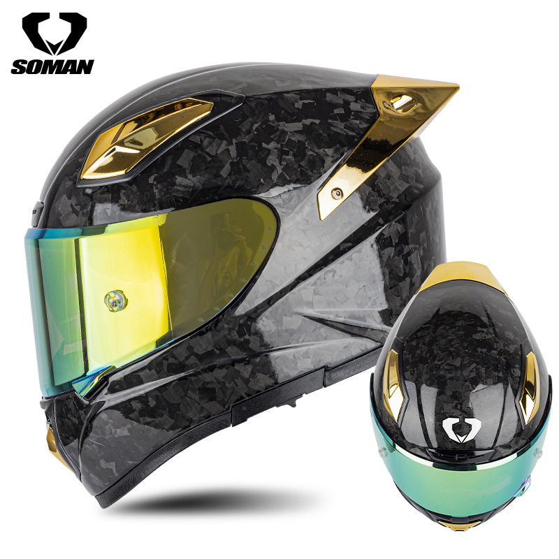 SOMAN Casco de carreras de fibra de carbono Motocicleta para hombres y mujeres a la conducción Motocicleta personalizada Casco para correr profesional Four Seasons Casco integral X8
