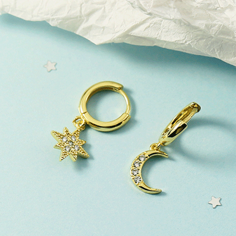 New Trendy Stud Earrings Moon Stars Simple Earringspicture8