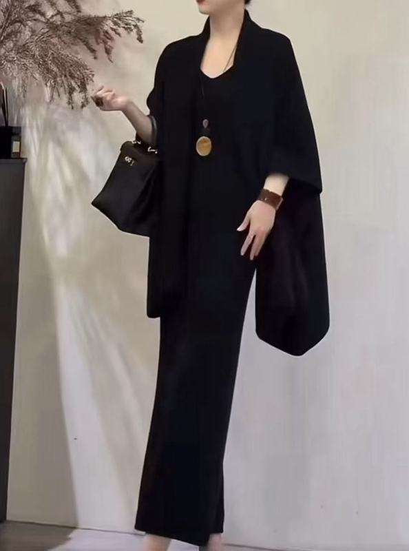 PH50829大爱美依缘2025秋季新款吊带连衣裙＋斗篷披肩显瘦两件套|undefined