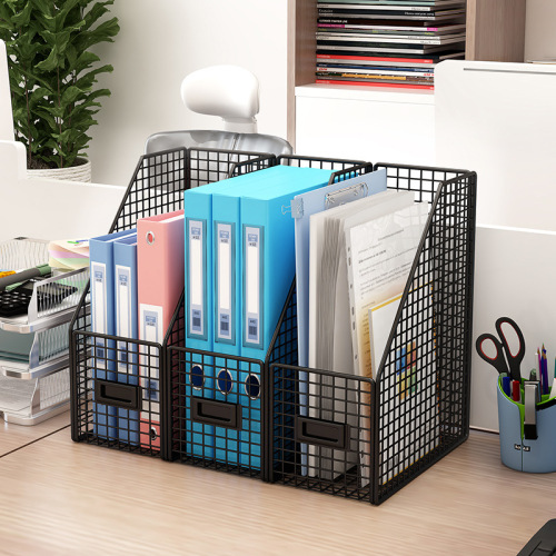 Office desk item shelf desk book file storage box office iron material data sorting frame simple small bookshelf