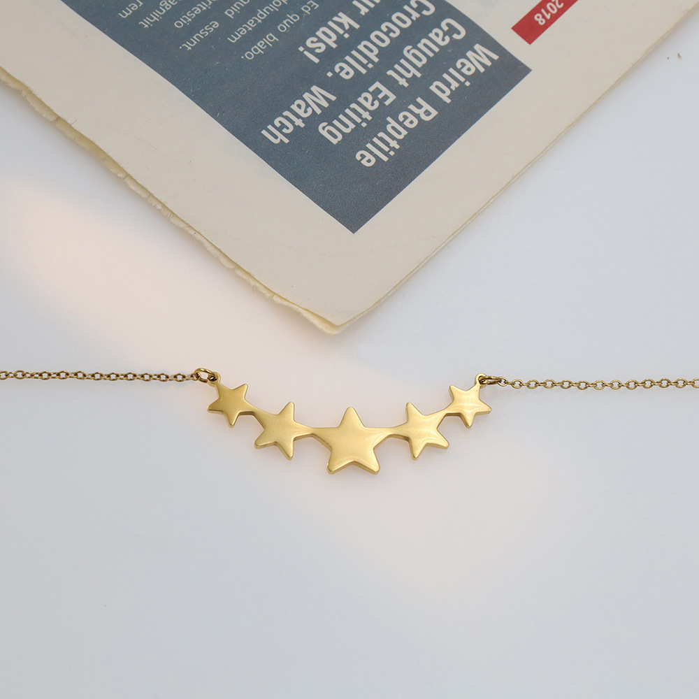 Minimalism Pentagram Pendant Stainless Steel Necklace For Women