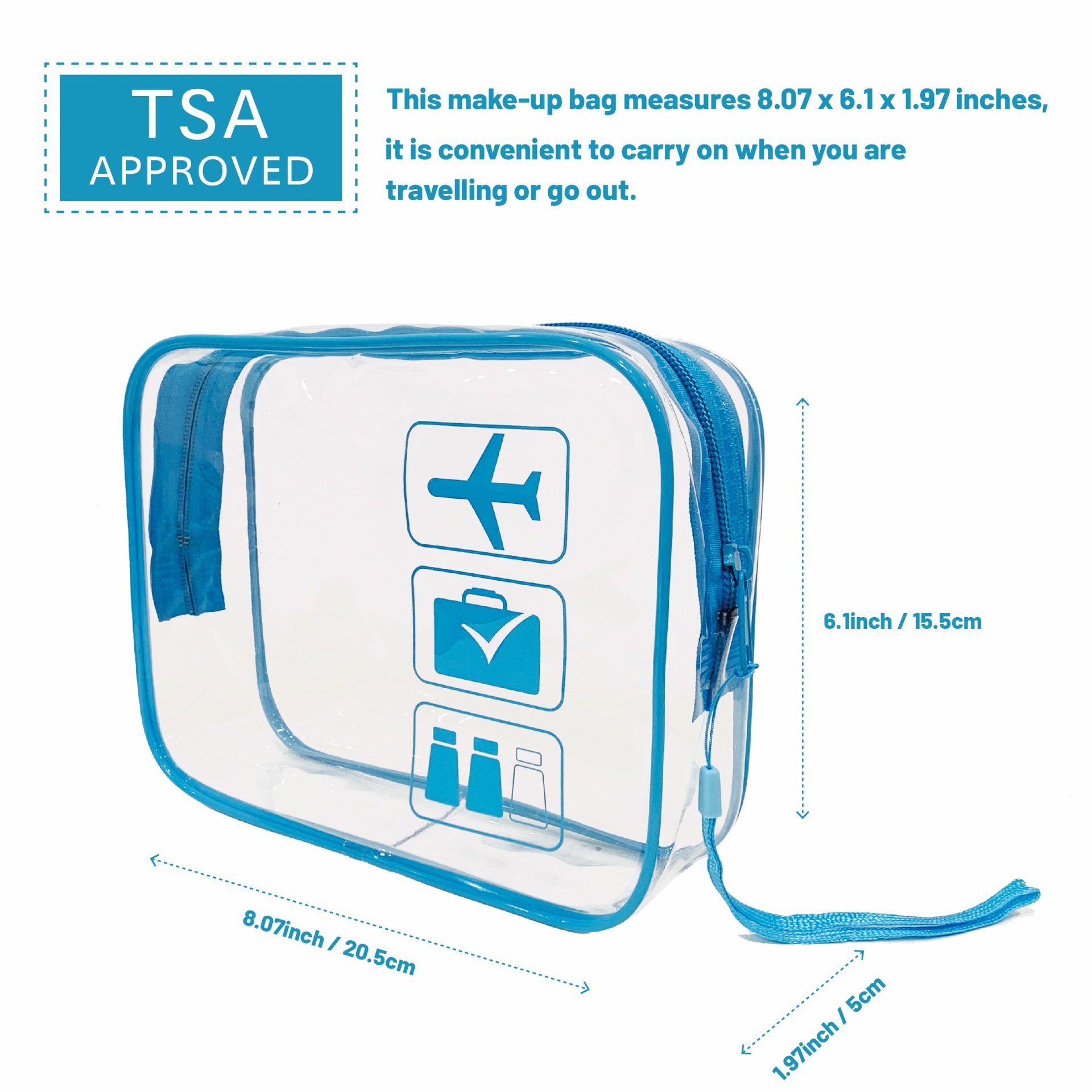 Bolsa de cosméticos de PVC transparente TPU bolsa de lavado de almacenamiento de viaje bolso cosmético cremallera bolsa de voltaje image 12