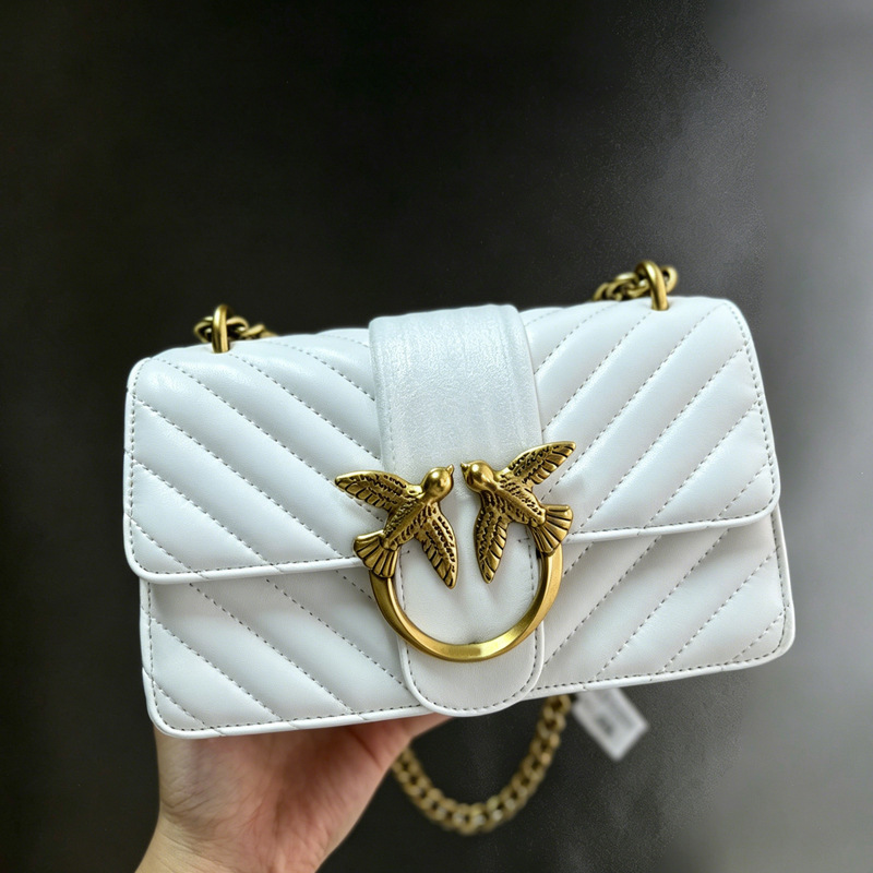 Pinko üslubunda qadın çiynində çanta, kiçik dördbucaqlı model