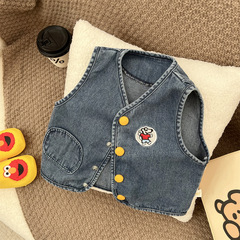 0-3 years old stylish cowboy vest trendy Korean version unisex baby vest spring and autumn outerwear vest jacket for kids