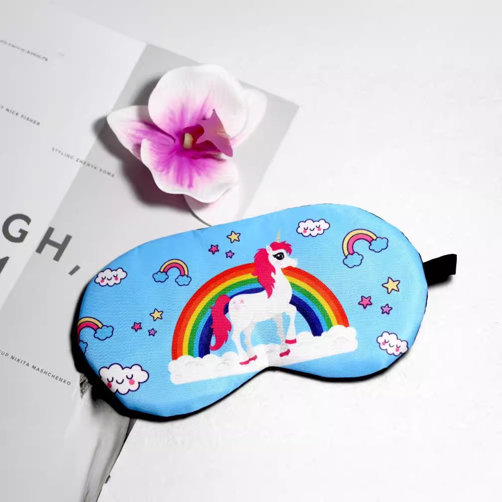 Transfronteriza nueva Máscara de ojo de dibujos animados impresión unicornio caballo sombreado sueño almuerzo descanso máscara de ojo fábrica personalizable