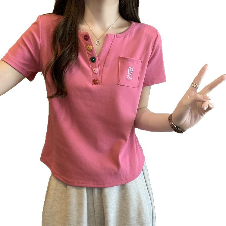 Decoración estereoscópica delgada y delgada camiseta de manga corta de diseño de mujer 2025 verano nuevo vestido de cubierta de carne