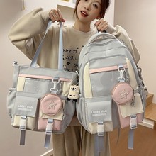 高颜值书包女生初中生可爱日系透明吧唧痛包二次元双肩包学生背包