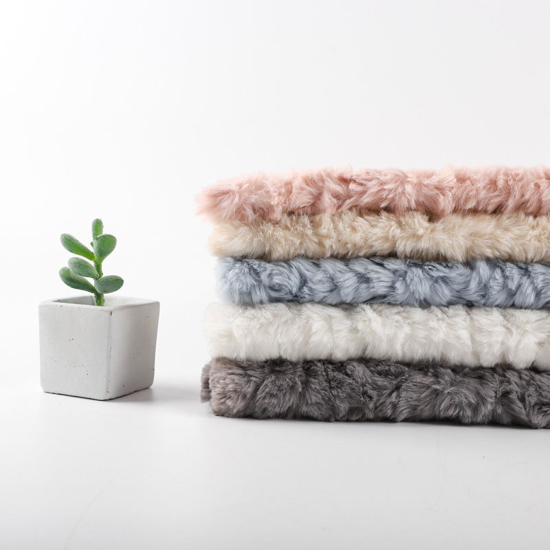 厂家直供兔毛刷花 兔毛压花 剪花绒布 韩版刷花 服装家纺刷花面料