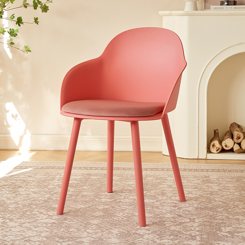 Silla de comedor nórdica moderna simple silla de plástico plegable sillón de paquete suave tienda de postres salón de belleza silla respaldada