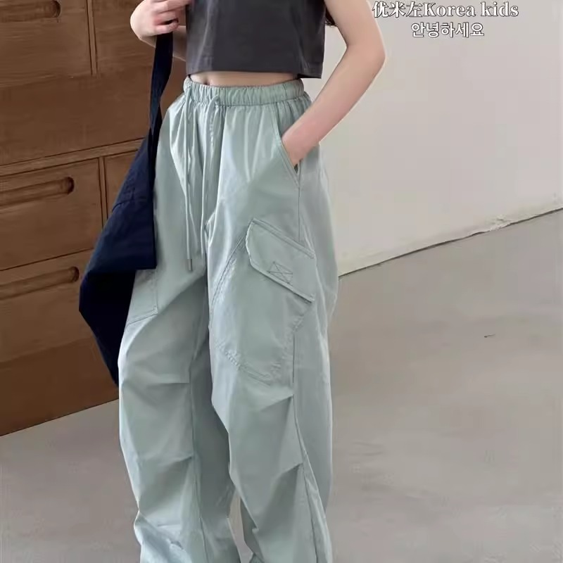 女の子オーバーオール 2025 薄手夏半袖トレンディクールストレートパンツ大きな子供用トレンディクールパンツ春夏|undefined