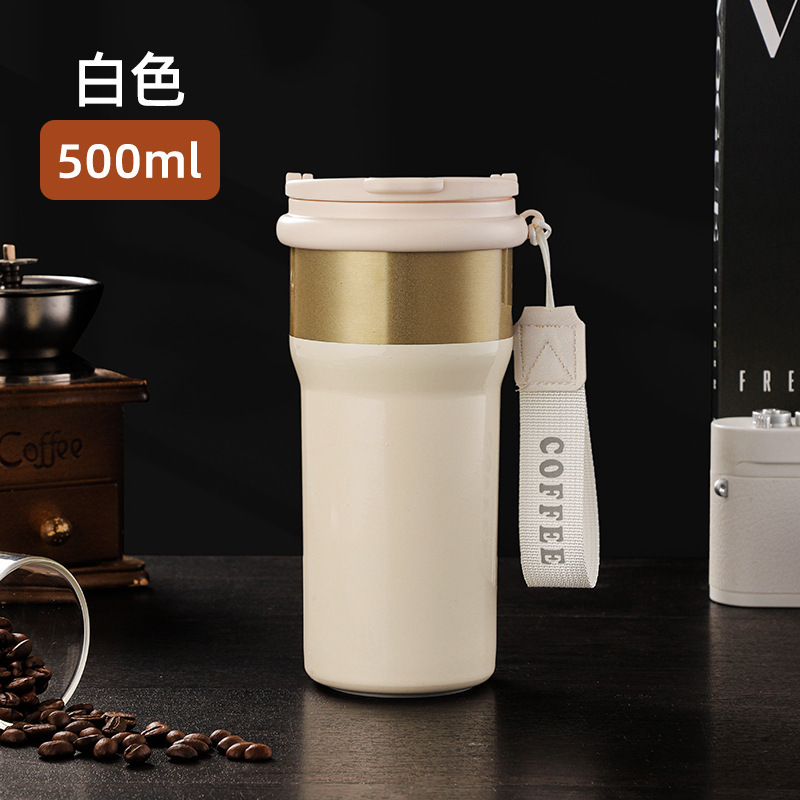 新しい 316 ステンレス鋼魔法瓶カップ女性のためのポータブル高価値大容量ストローコーヒーカップかわいい軽い高級ウォーターカップ|undefined
