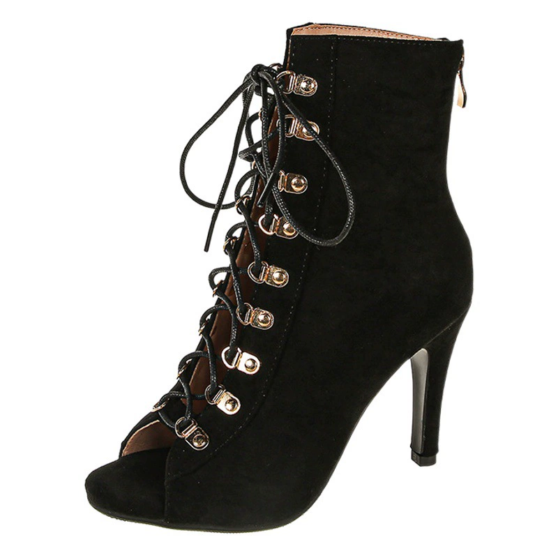 Трансграничная Мода европейские и американские сандалии на высоком каблуке с открытым носком 23 новые сексуальные туфли для танцев на бальных вечеринках, замшевые сандалии с открытым носком