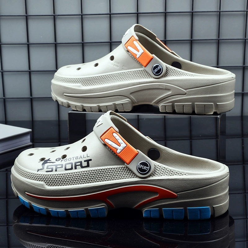 Новые летние мужские сабо, модные дышащие домашние и уличные пляжные тапочки на мягкой подошве с закрытым носком