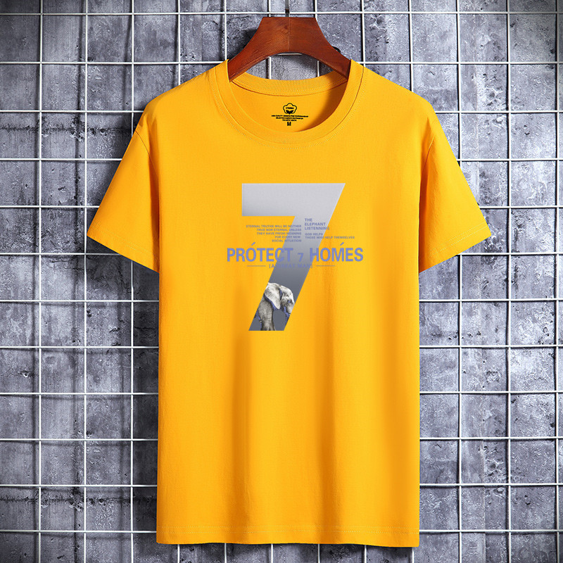 Camiseta de manga corta para hombres de verano nuevo cuello redondo de algodón de moda más tamaño de los hombres de Hong Kong estilo estudiante top de fondo entrega de media manga
