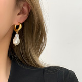 Ретро длинные серьги из жемчуга из нержавеющей стали, популярно в интернете, не выцветает