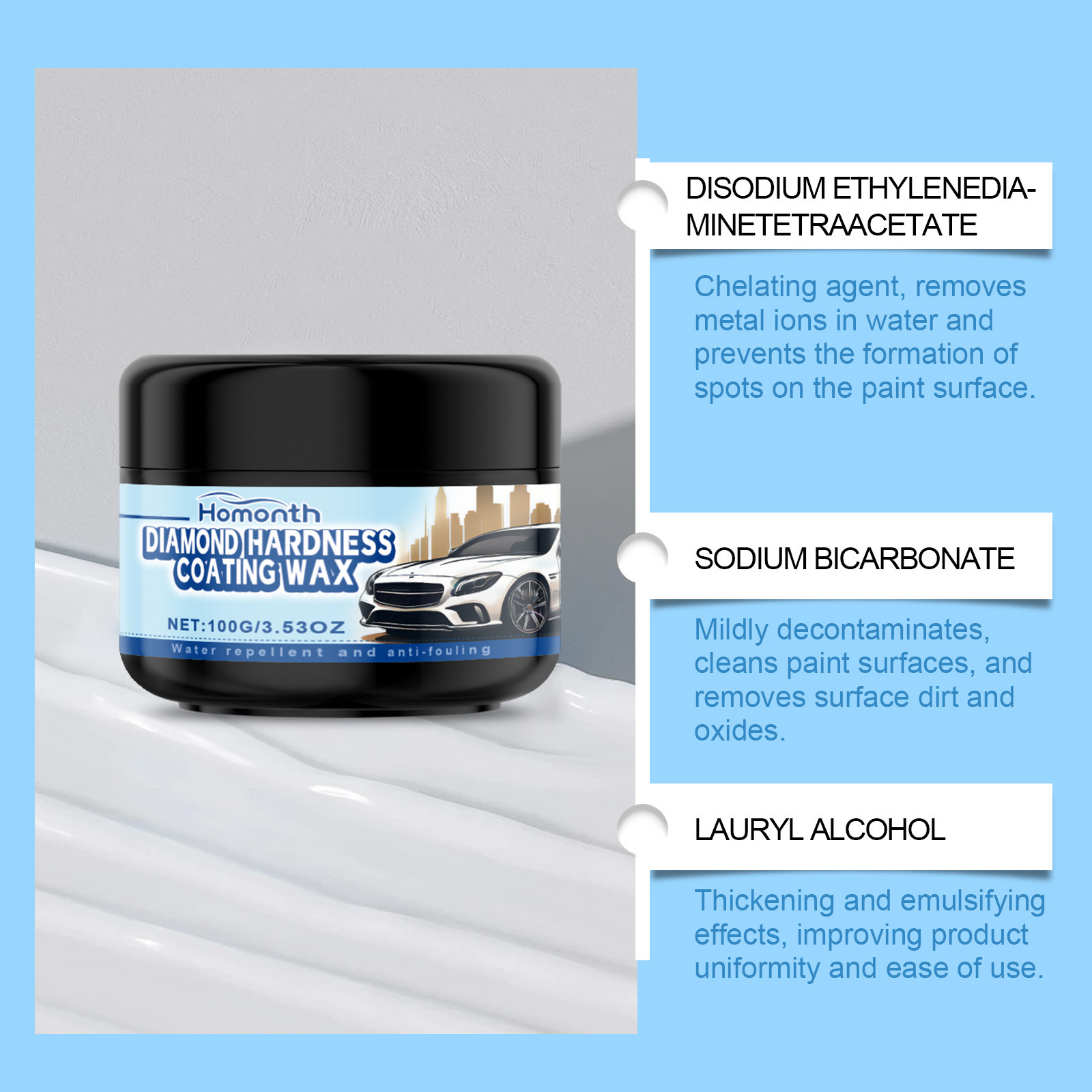 Homonth Car Polishing Wax Cleaning and Decontamination Car Paint Repair Scratch Polishing Renovation Maintenance Coating Wax