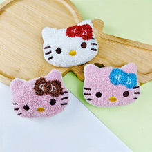 新款卷毛刺绣猫咪毛绒公仔挂件卡通发饰配件DIY衣服包包鞋袜辅料