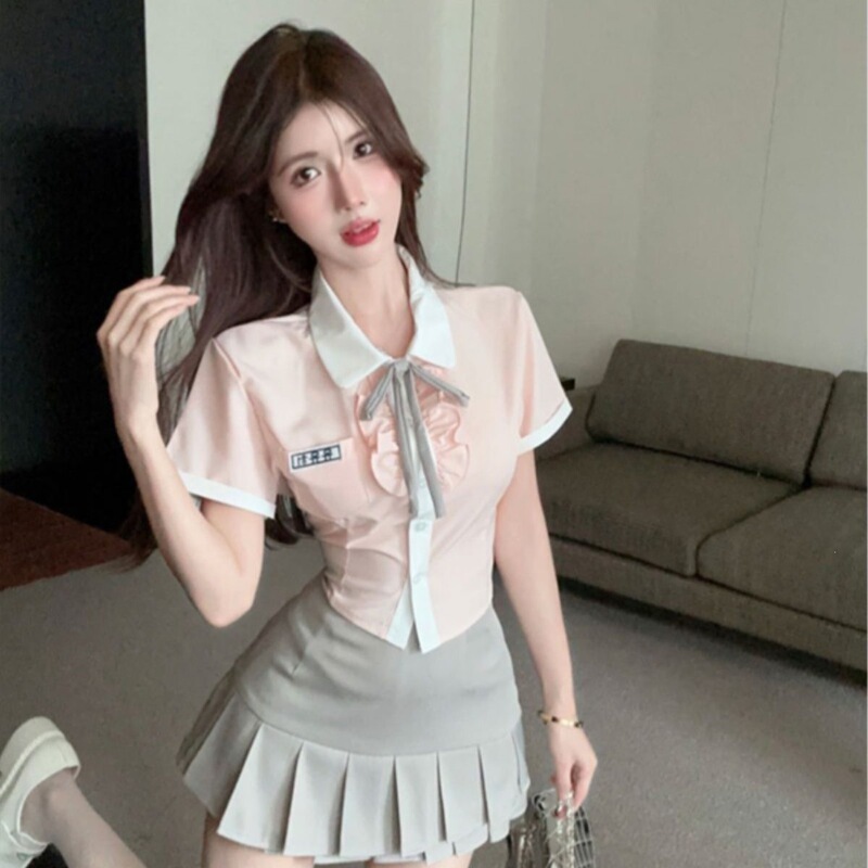 Jk Uniform College Style Set Sweet Shirt + Pleated Skirt Fashionable Slim-Fit Design Single/Two-Piece Set Mori Girl Style