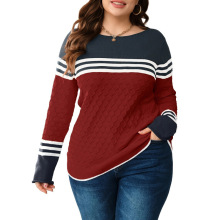 U 17827 Striped Knit Crew Neck Sweater �l�yƴɫᘿ������uͨ