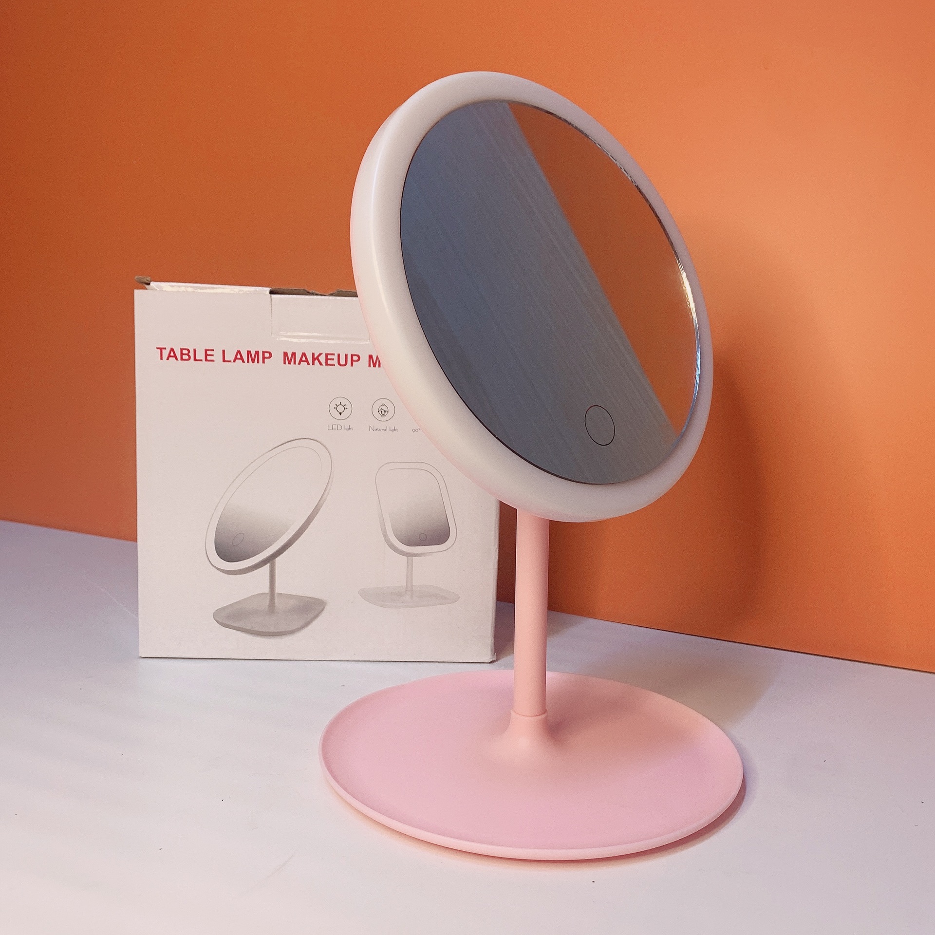 Espejo de maquillaje LED rojo de Internet Tik Tres colores con luz de relleno de luz dormitorio escritorio plegable portátil espejo de belleza transfronterizo portátil