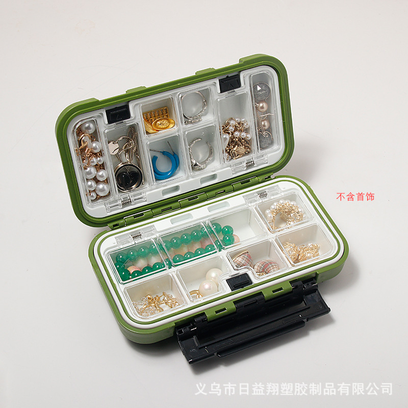 新しいジュエリー収納ボックスプラスチックフリップカバー取り外し可能なインナーグリッドジュエリーボックス大容量ネックレスイヤリングジュエリー収納|undefined