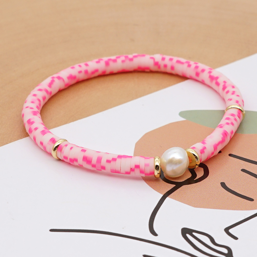 fashion color soft pottery pearl small braceletpicture1