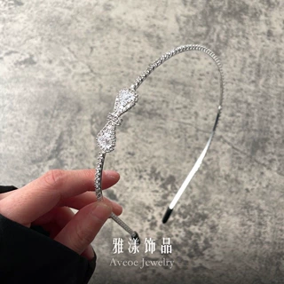 精致水钻蝴蝶结发箍女新款轻奢高级感头箍百搭设计感锆石发捆头饰