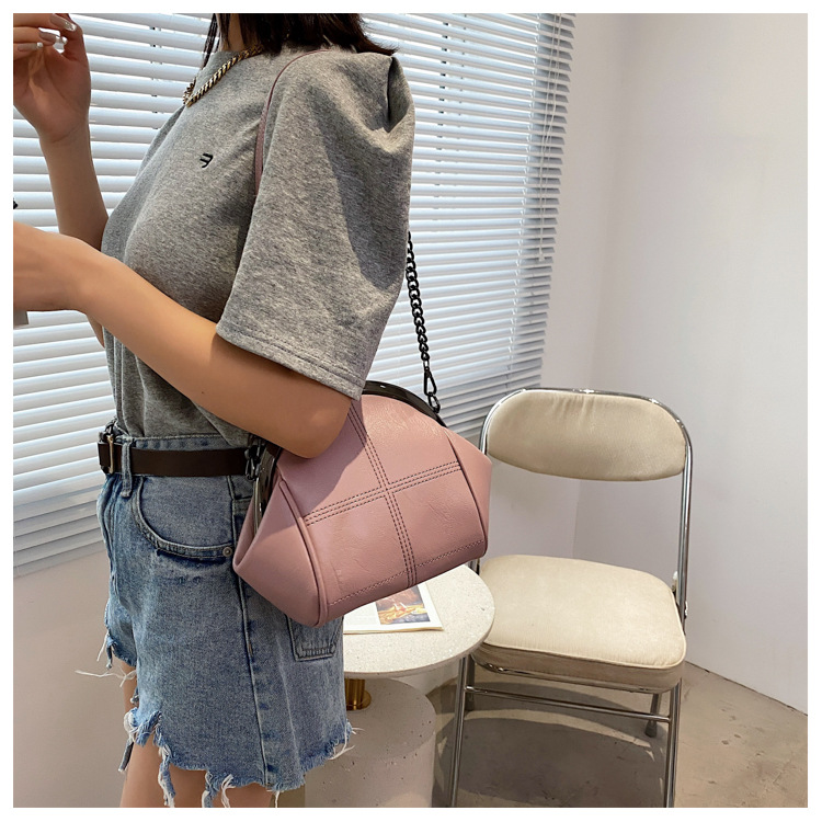 New Solid Color Simple Shell Bag Large Capacity Handheld Zero Wallet Fashion Chain Diagonal Cross Shoulder Phone Bag_voghion.com