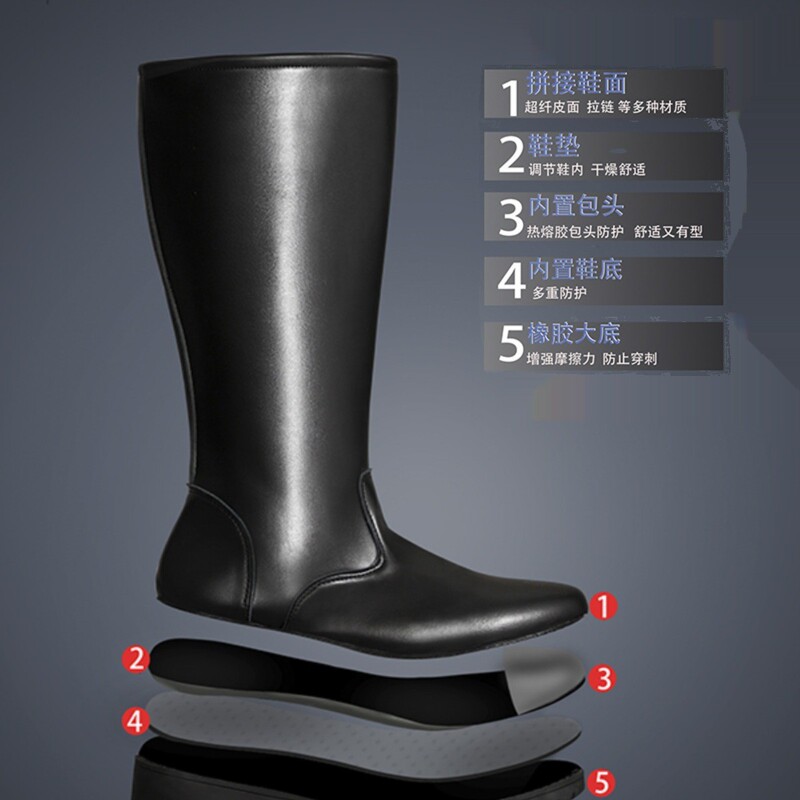 Men's and Women's Leather Boots, Men's Shoes, Cosplay Anime Game Riding Boots, Ceremonial Captain Boots, Martin Boots, Cotton-Padded Trendy Brand