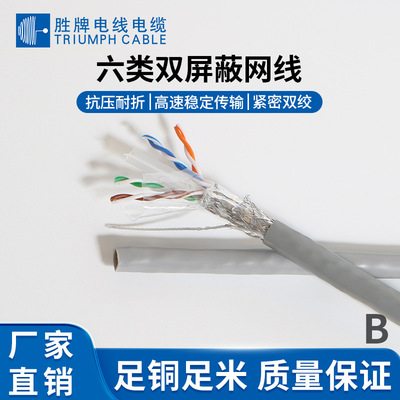 胜牌 [超六类网线万兆双屏蔽纯铜高速工程宽带cat6类千兆网络连接线]