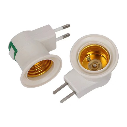 Direct plug-in lamp base head European conventional plug e27 screw lamp head one-button switch lamp mouth lamp accessories wholesale
