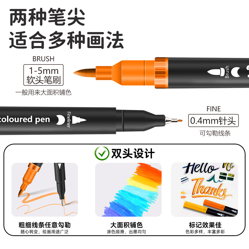 Juego de bolígrafos de acuarela de dos cabezas, bolígrafos de gancho de secado rápido a base de agua, pintura de arte para estudiantes y niños, marcadores lavables al por mayor