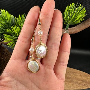 Natural Freshwater Pearl Earrings Women Irregular Baroque Earrings Vintage Earrings