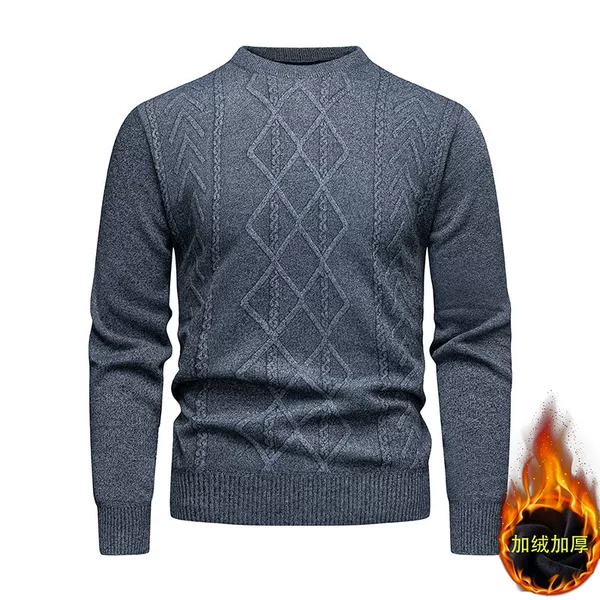 Foreign Trade Wholesale Amazon Autumn and Winter New Models for Middle-Aged and Elderly Men, Thick Round-Neck Sweaters, Warm Solid Color Casual Wear