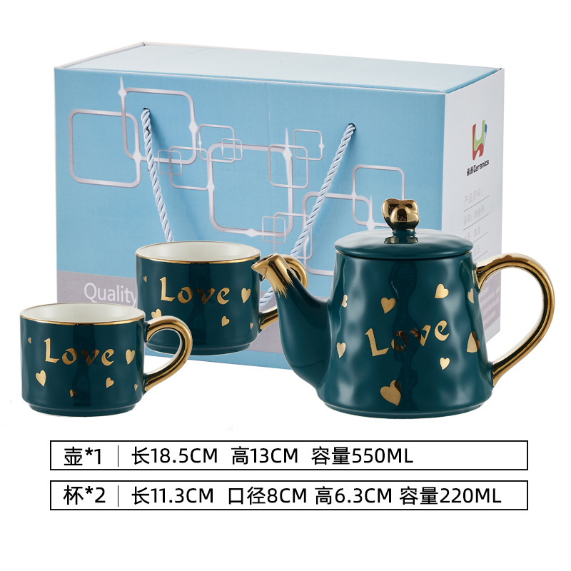 Ins tetera de cerámica taza regalo del día de san valentín amazon venta caliente juego de té taza de té traje sala de estar casa