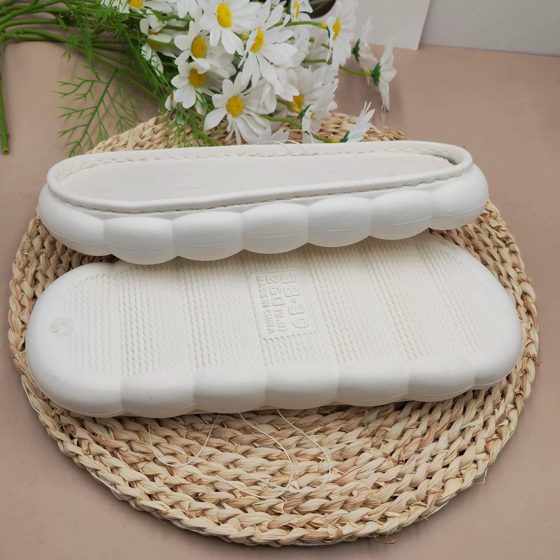 Тканые крючковые туфли ручной работы Домашние тапочки с ледяной полосой фрикадельки Облако на дне дерьма чувство свободной овечьей шерсти Стелька EVA