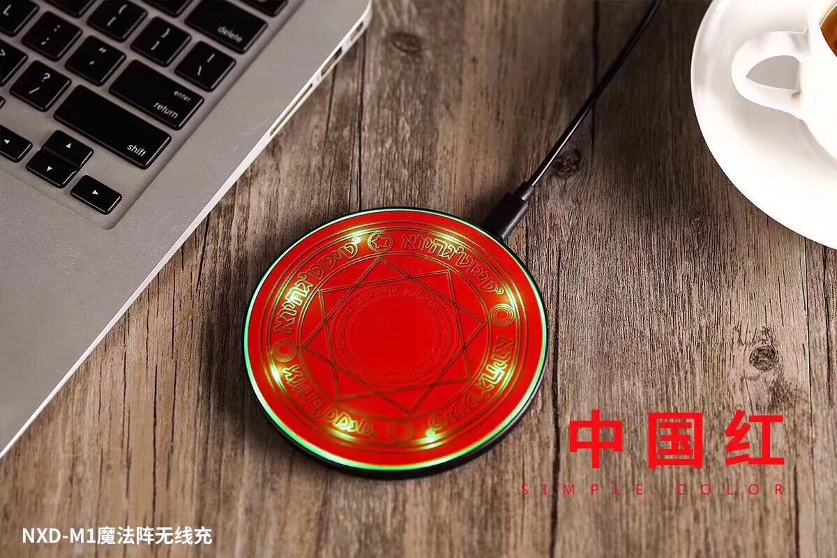 Cargador Inalámbrico Circular Grande para Escritorio, Carga Rápida para Teléfono Móvil con Efecto de Sonido, Bandeja Redonda para Productos, Fabricante Mayorista