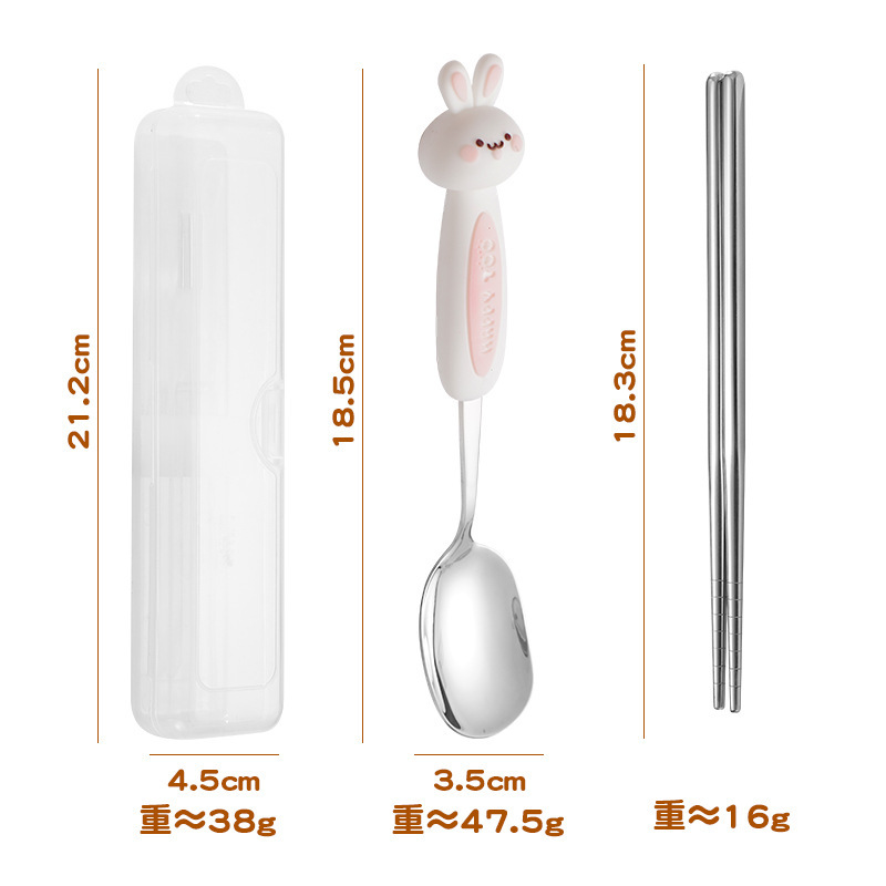 304ステンレス携帯食器セットアイデア漫画スプーンフォークセット学生スプーン箸携帯食器|undefined