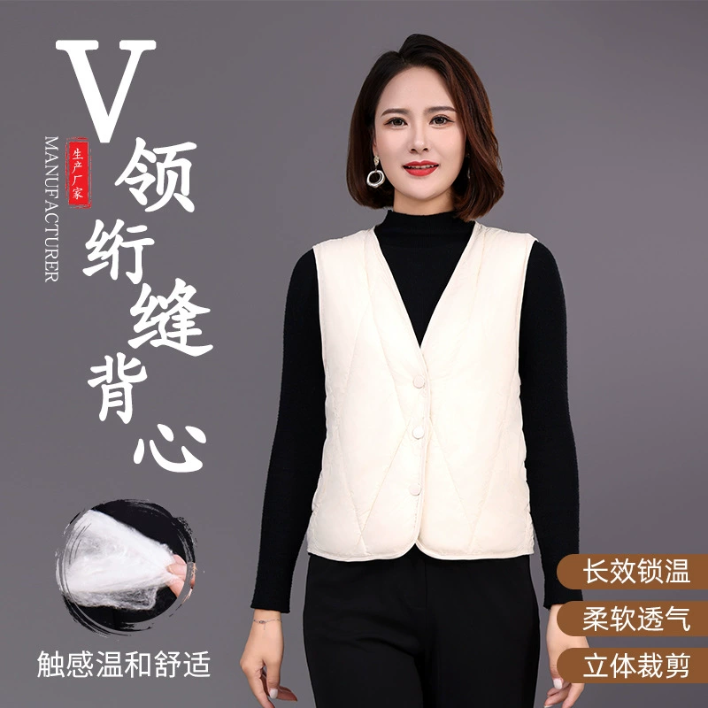 Новый стильный теплый шелковый жилет для женщин, подходит как для ношения под одеждой, так и как верхняя одежда, короткий, легкий, свободного кроя, универсальная безрукавка.