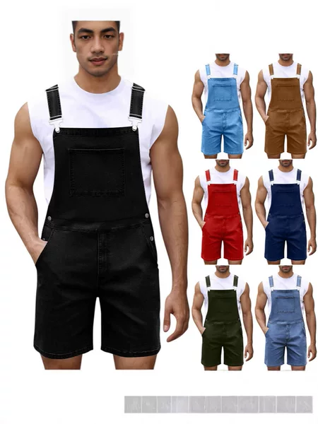 2025 Spring and Summer New European Light Luxury Denim Shorts Men's Trendy Casual Denim Strap Shorts Men
