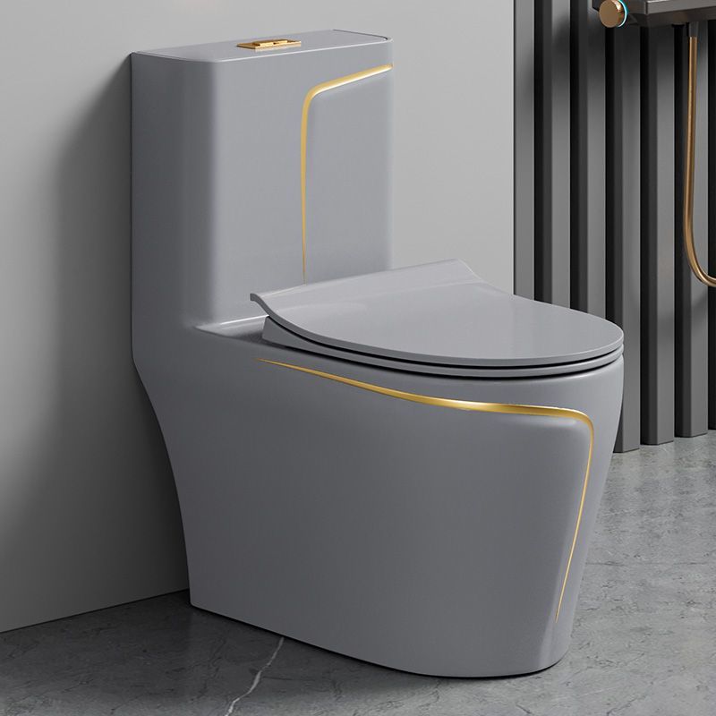 The toilet is a grey household water pump ceramic with a colorful siphonic anti-odor type. It is a high-flush toilet seat and toilet bowl full figure