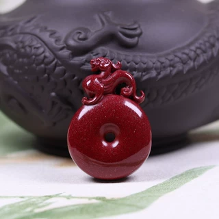 天然朱砂紫金砂帝王砂貔貅平安扣有求心应吊坠本命年真朱砂原石