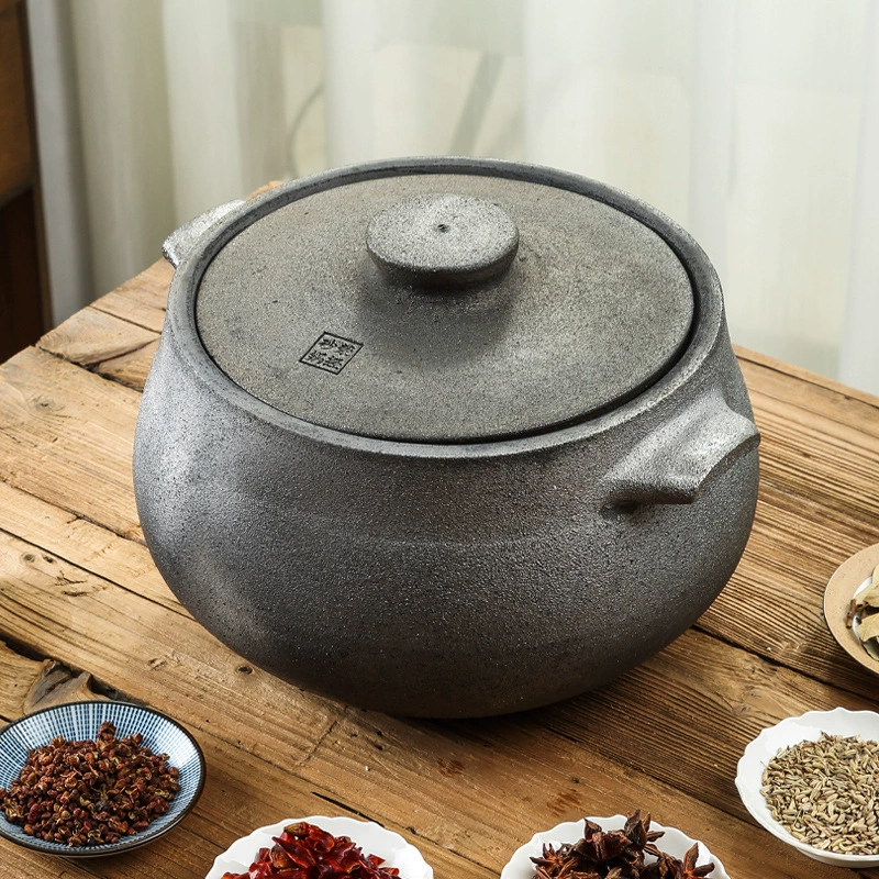 Сычуаньский черный глиняный горшок, кастрюля для тушения, бытовая газовая кастрюля для супа, газовая плита, кастрюля для супа, старомодный глиняный горшок