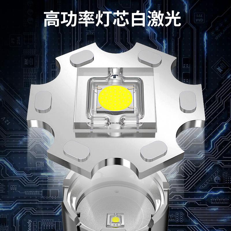 Nueva linterna de aleación de aluminio lámpara láser cuentas de largo alcance de iluminación linterna de emergencia impermeable larga resistencia linterna