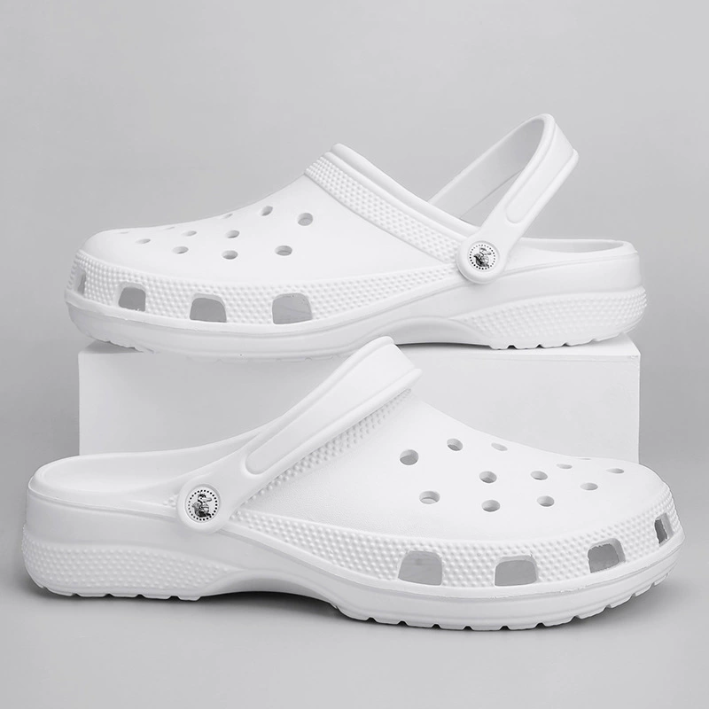 Модные универсальные тапочки в стиле Crocs для мужчин и женщин, пляжная мюля, для любимого, плюс размер, закрытый носок