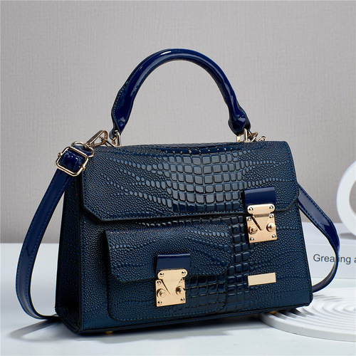  new solid color lizard pattern texture large capacity foreign trade simple women's bag single shoulder crossbody multi-compartment women's bag