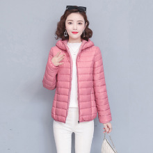 秋冬新款轻薄棉衣女韩版修身大码连帽长袖保暖棉衣淑女棉服外套潮