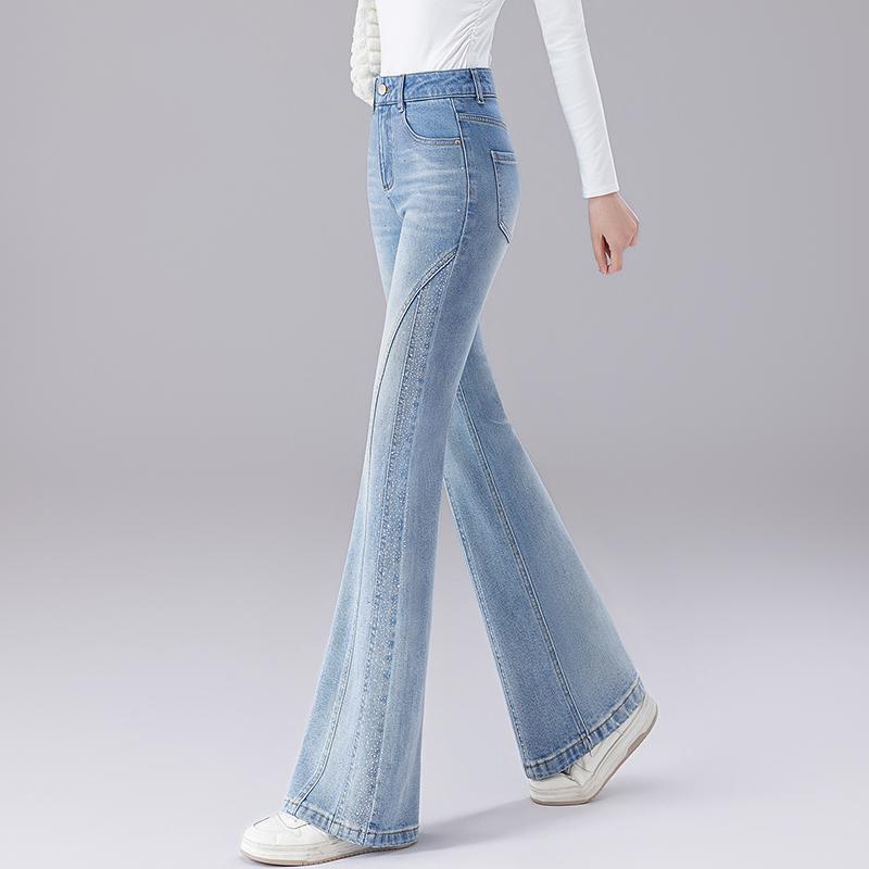 Popular Women's Retro High-Waisted Stylish Flared Jeans, New Design for Spring 2026, Stretchy Bell-Bottom Pants